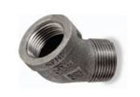 Picture of ⅜ inch NPT malleable iron class 150 threaded 45 degree street elbow