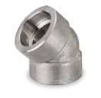 Picture of 2-1/2 inch 45 degree forged 304 stainless steel socket weld elbow
