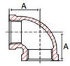class 125 bronze 90 degree elbow line drawing