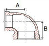 bronze 90 degree threaded reducing elbow line drawing