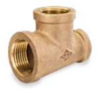 Picture of 1/2 x 1/2 x 1/4 inch NPT threaded bronze reducing tee