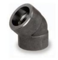 Picture of 3 inch 45 degree forged carbon steel socket weld elbow - Made In USA