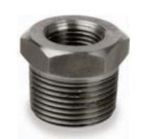 Picture of ⅜ x ¼ inch NPT forged carbon steel class 3000 threaded reducing hex bushing - Made in USA