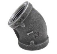 Picture of 1 ½ inch NPT class 300 threaded 45 deg malleable iron elbow